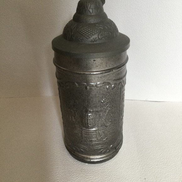 German Ein Prosit Der Gemutlichkeit Molded Glass Plastic Lid Beer Steins - Picture 2 of 5